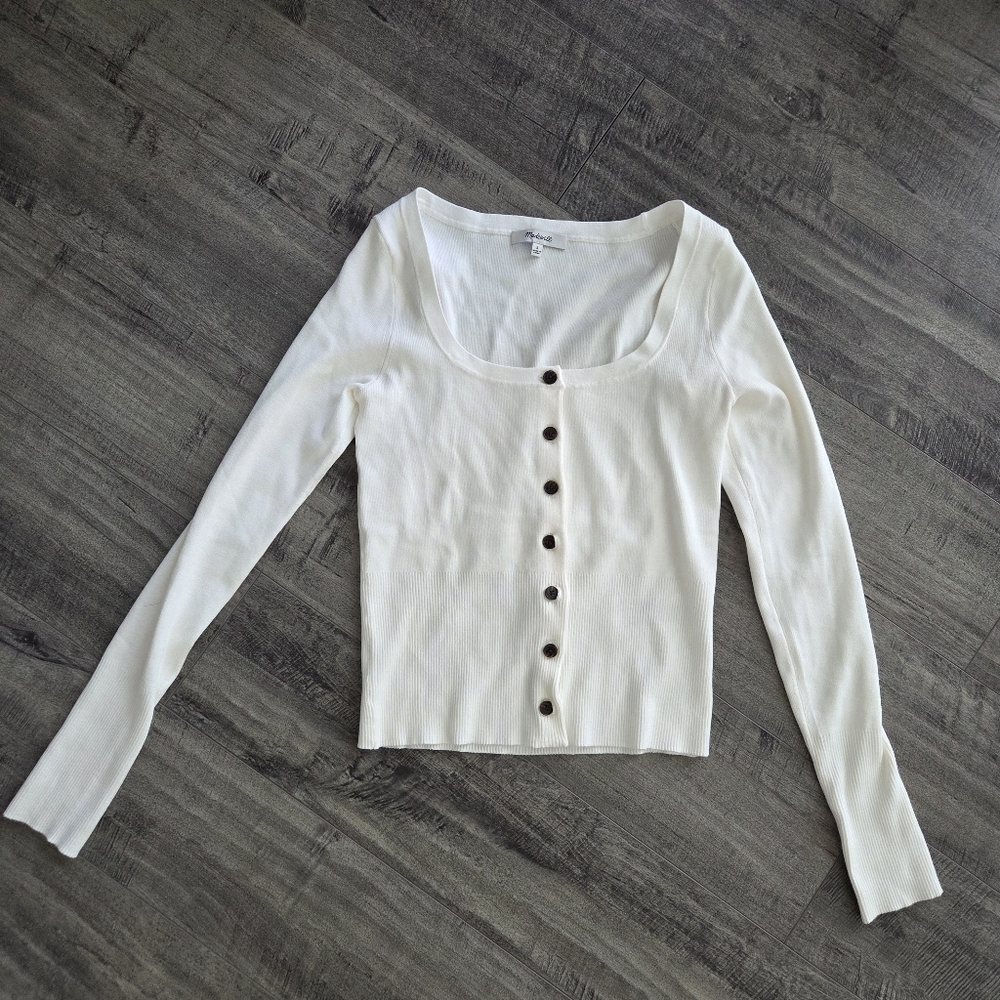 NWOT Madewell Signature Scoopneck Cardigan White